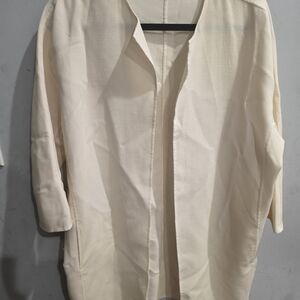 ANN MASHBURN Cream Open-Front Jacket